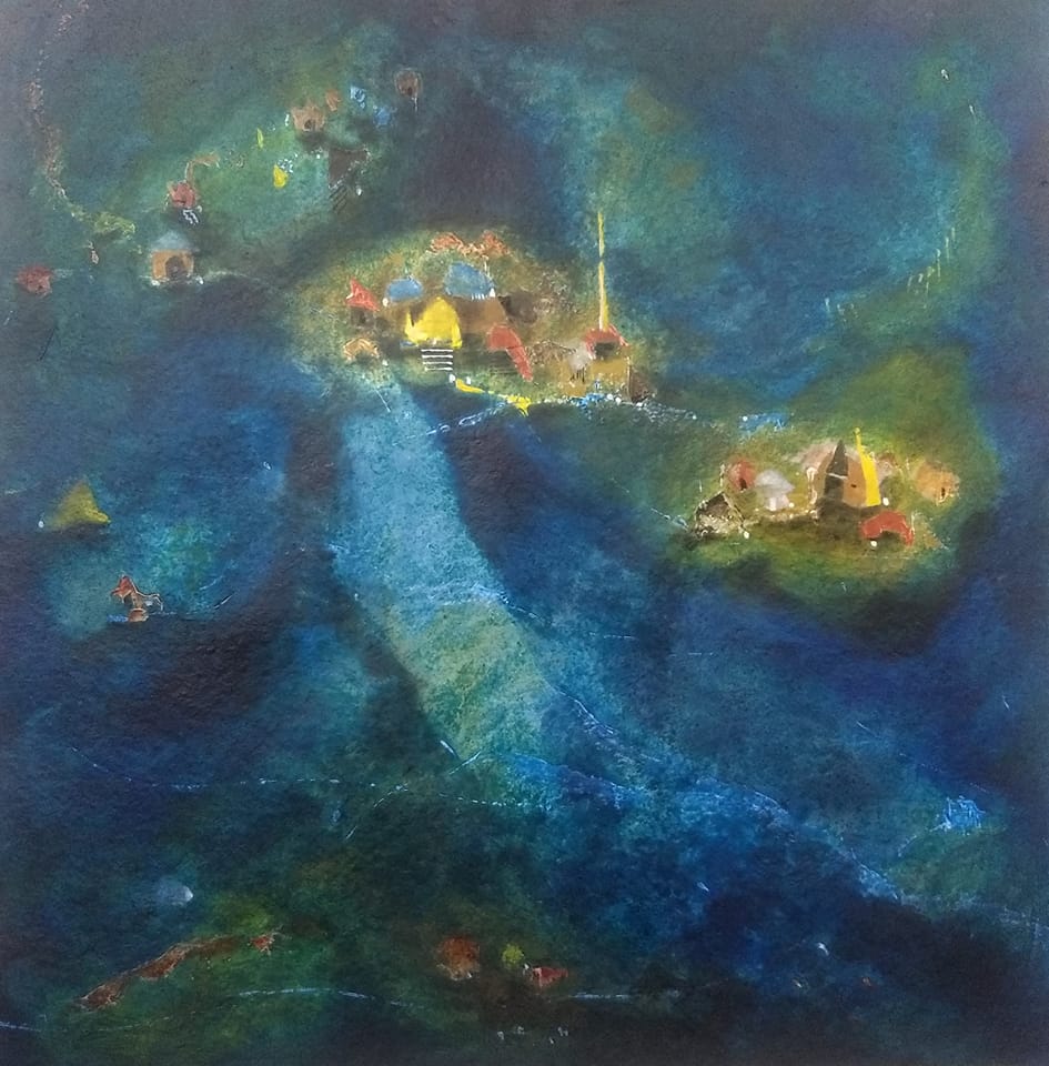 Artist Pabitra Saha Landscape Blue