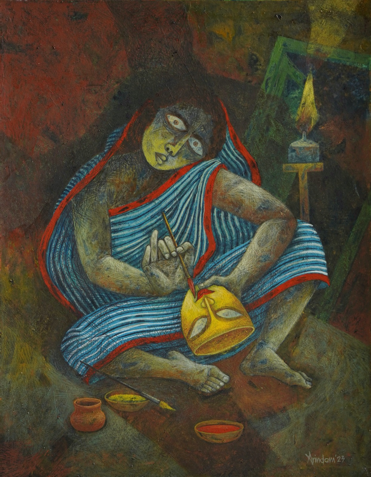 Durga Tempera on canvas