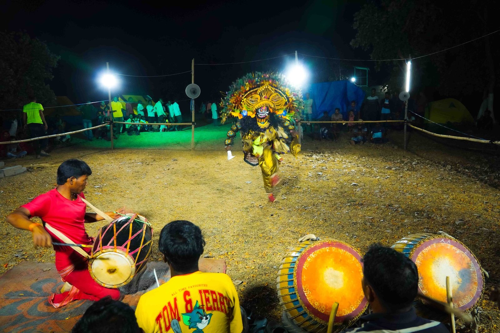 Durjodhan Mahato’s Chhau troupe performing in Kolkata
