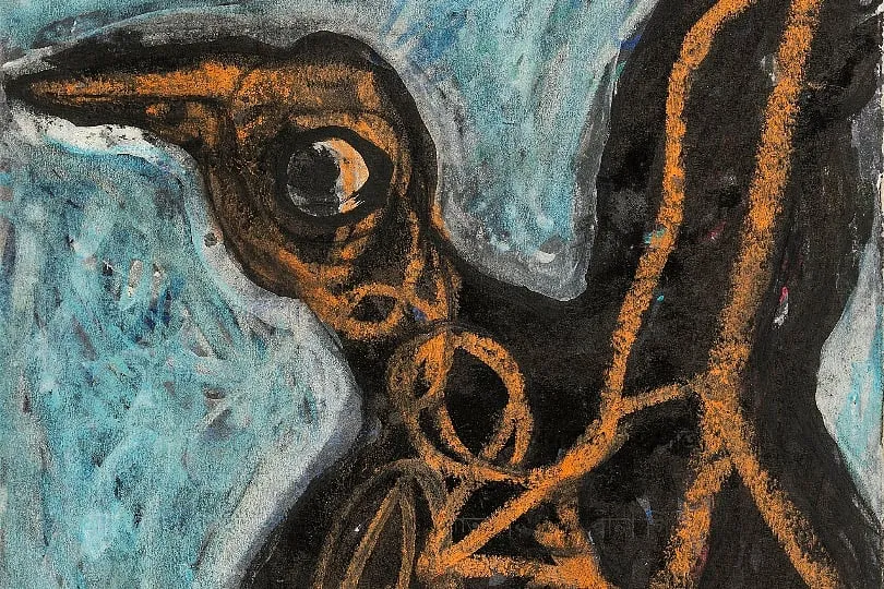 Bird Ink and Pastel on Paper 18cm x 13cm 2020