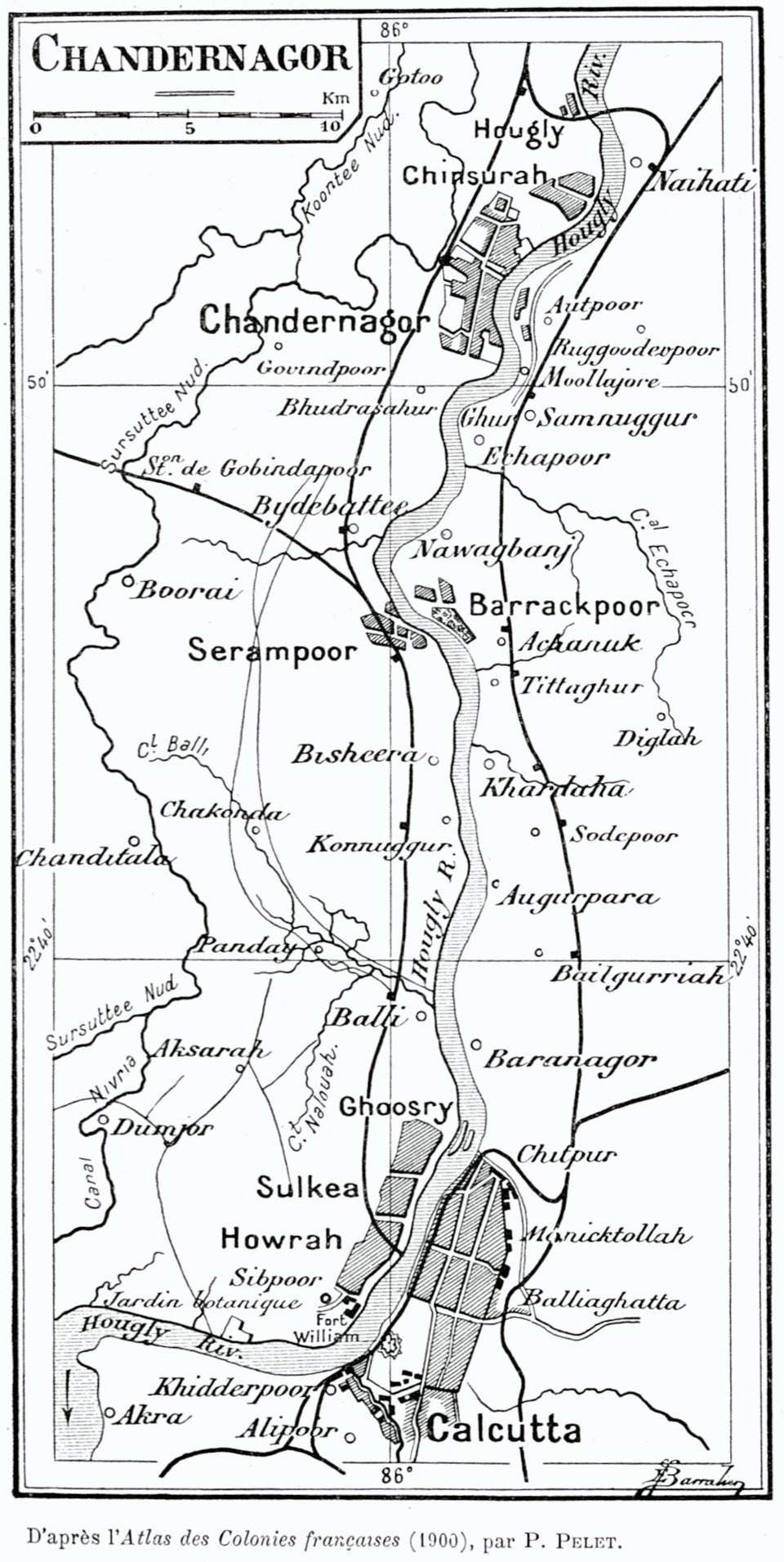 Chandannagar: Urban History, Architecture, and the French Legacy on the Hooghly 3 Chandernaggar Calcuta Map 1900
