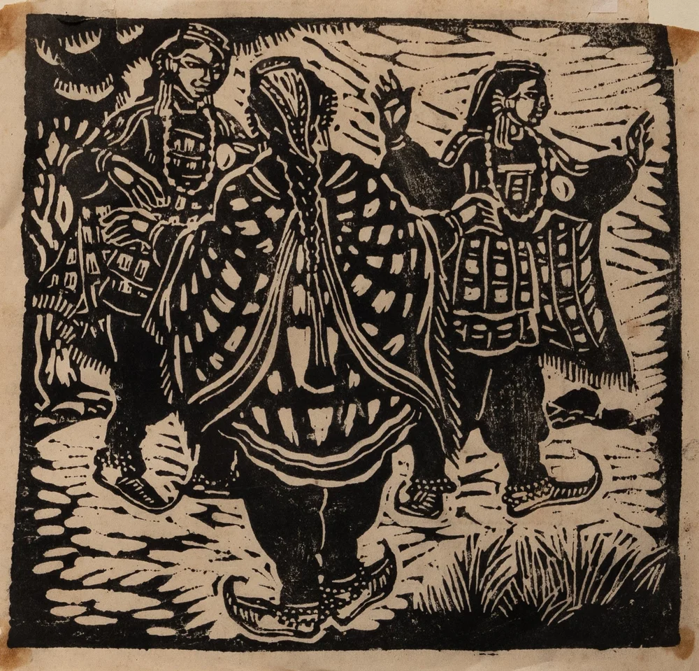 Printmaking in India: History, Techniques, and Cultural Legacy 5 Chittaprosad | Untitled | Linocut on paper Akar Prakar