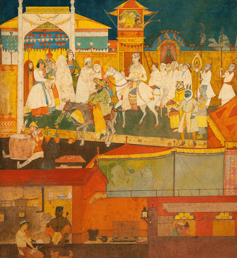 Marriage of Nuruddin; Abanindranath Tagore; Watercolour; 26.6 x 24.1 cm;