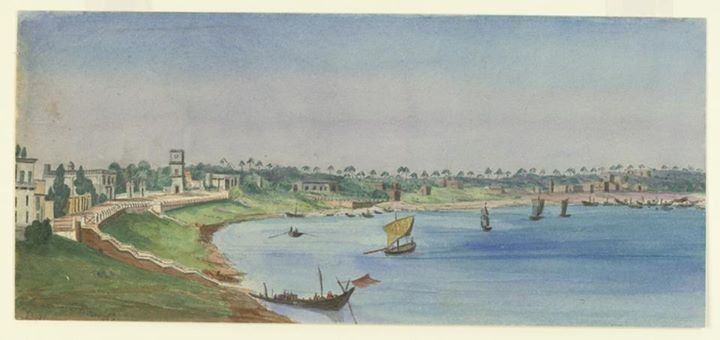 Chandannagar: Urban History, Architecture, and the French Legacy on the Hooghly 11 atercolour painting of the French settlement of Chandernagore by Stanley Leighton (1837 1901) dated 28 October 1868