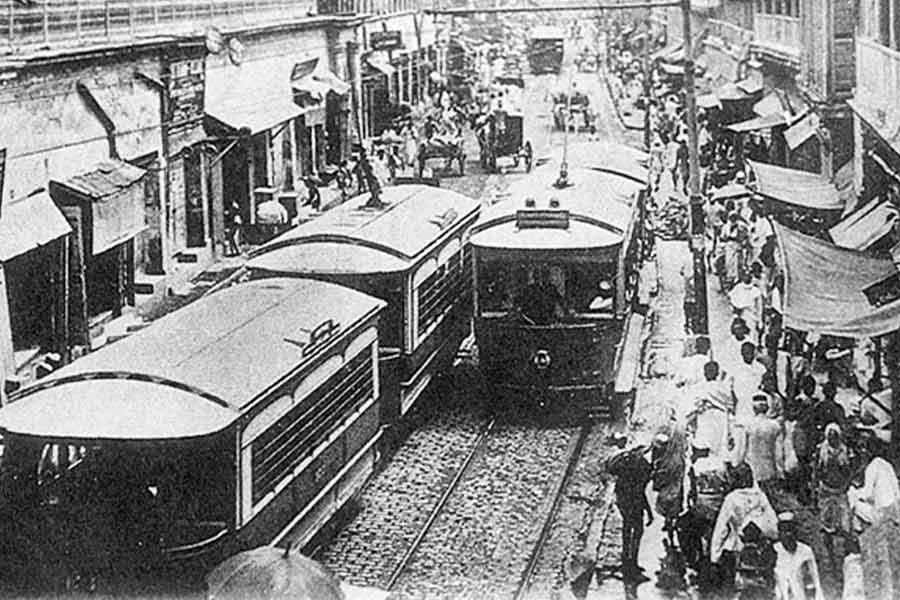 Early electric trams ply on Chitpore Road