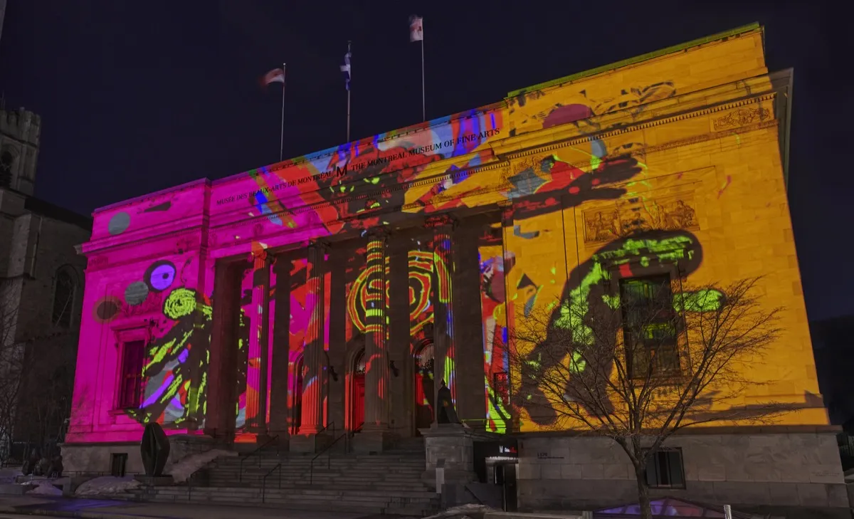 Nalini Malani and the Formation of a Feminist Visual Language 5 Nalini Malani, installation view of Ballad of a Woman, 2023, at the Montréal Museum of Fine Arts. © Nalini Malani. Photo by Jean François Brière. Courtesy of the artist