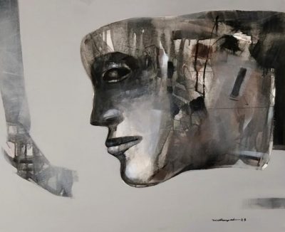 Grey-faces-Paintings-of-artist-Mihir-Kayal