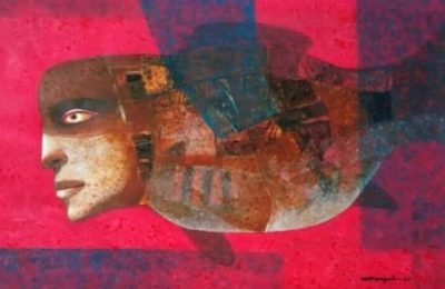 Red-face-Paintings-of-artist-Mihir-Kayal