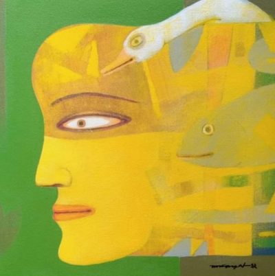 Yellow-face-Paintings-of-artist-Mihir-Kayal